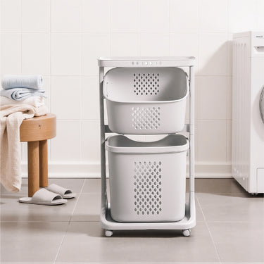 Rolling Laundry Basket with Dual Removable Bins – Mobile Clothes Organizer for Bathroom or Bedroom