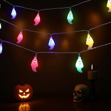 Halloween Ghost LED String Lights – Battery Operated Decorative Lights for Indoor & Outdoor Use