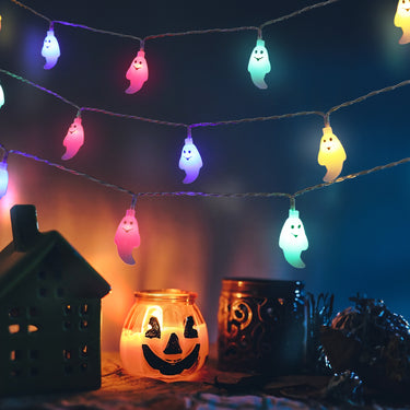 Halloween Ghost LED String Lights – Battery Operated Decorative Lights for Indoor & Outdoor Use