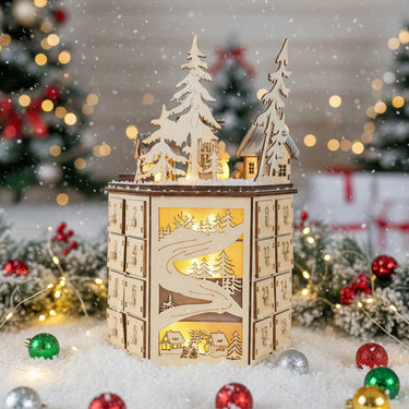 LED Rotating Countdown Christmas Calendar with Music Box