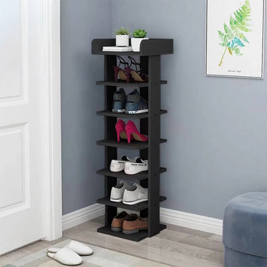 7-Tier Slim Wooden Shoe Rack – Space-Saving Vertical Storage for Entryways & Bedrooms - Lifeideas