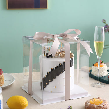 Clear Cake Gift Box with Ribbon – Elegant Display Packaging for Baked Goods