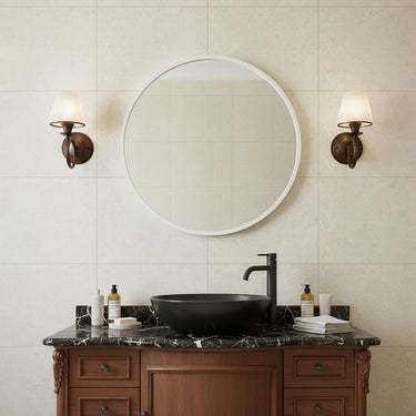 Round Wall Mirror – Sleek Metal Frame for Modern Home Décor