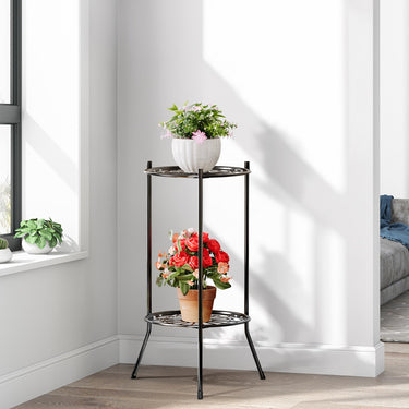 Vintage 2-Tier Metal Plant Stand – Indoor Decorative Flower Pot Holder