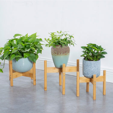 Bamboo Nordic Raised Plant Stand – Eco-Friendly Wooden Planter Holder