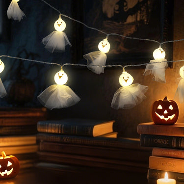 Halloween Ghost LED String Lights – Battery Operated Decoration for Home & Party