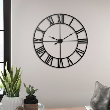 40cm Vintage Metal Wall Clock with Roman Numerals – Classic Home Accent - Lifeideas