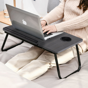 Adjustable Foldable Laptop Bed Table with Cup Holder – Portable Workstation for Bed, Sofa, or Floor - Lifeideas