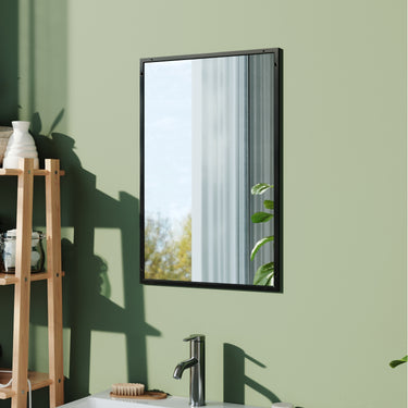 Rectangular Wall Mirror with Black Aluminum Frame – Modern Bathroom Vanity Mirror