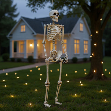 Realistic Full-Body Skeleton Prop – Posable Joints for Spooky Halloween Decoration
