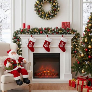 270cm Pre-lit Artificial Greenery Garland with Gold Balls and Warm White LED Lights