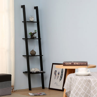 4-Tier Wall-Mounted Wooden Ladder Shelf – Modern Vertical Display & Storage Rack - Lifeideas