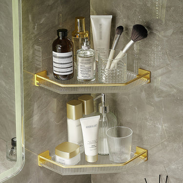 Acrylic Corner Shower Shelf – Adhesive & Drill-Mount Bathroom Organizer with Guardrail - Lifeideas