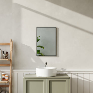 Rectangular Wall Mirror with Black Aluminum Frame – Modern Bathroom Vanity Mirror