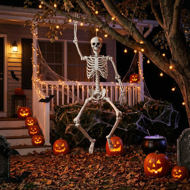 Poseable Skeleton Halloween Decoration – Scary Hanging Skeleton Prop for Party & Home Décor