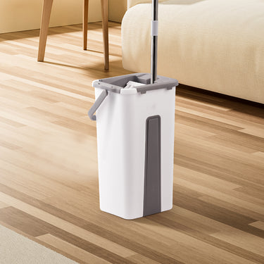 Wet & Dry Flat Mop Bucket Set with 3 Microfiber Pads, Floor Cleaning Kit