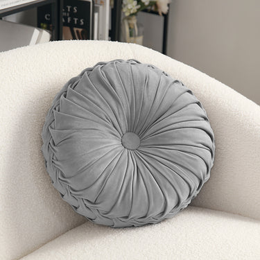 Vintage Pleated Velvet Round Cushion – Soft Decorative Pillow for Cozy Accents