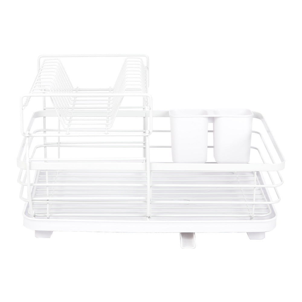 2-Tier Metal Dish Rack with Utensil Holder Dish Drainer for Kitchen Counter