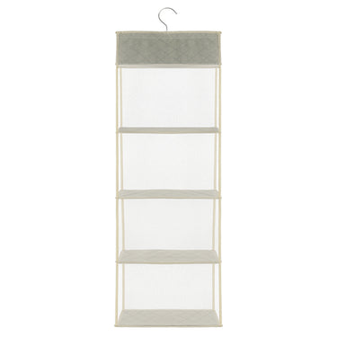 4-Tier Hanging Handbag Organizer – Mesh Fabric, Beige, 40x16x120cm - Lifeideas