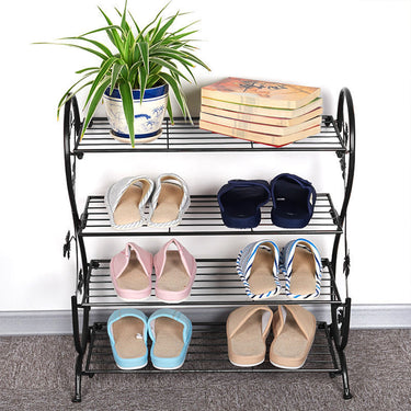 4-Tier S-Shape Metal Shoe Rack with Decorative Side Panels - Lifeideas