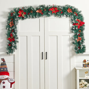 270cm Pre-Lit Artificial Spruce Christmas Garland with Warm White LED Lights - Lifeideas