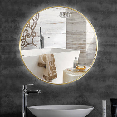 Nordic Round Bathroom Framed Mirror Wall Hanging - Gold