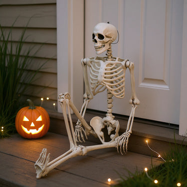 Realistic Full-Body Skeleton Prop – Posable Joints for Spooky Halloween Decoration