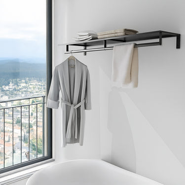 Wall-Mounted Clothes Rack with Top Shelf – Space-Saving Storage Solution