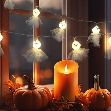 Halloween Ghost LED String Lights – Battery Operated Decoration for Home & Party