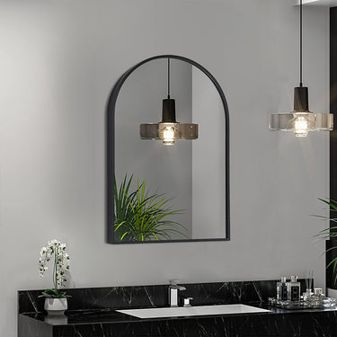 Arched Wall Mirror – Black Aluminum Alloy Frame for Modern Home Decor - Lifeideas