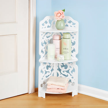 3-Tier Corner Storage Rack – Waterproof MDF Shelf for Bathroom or Bedroom - Lifeideas