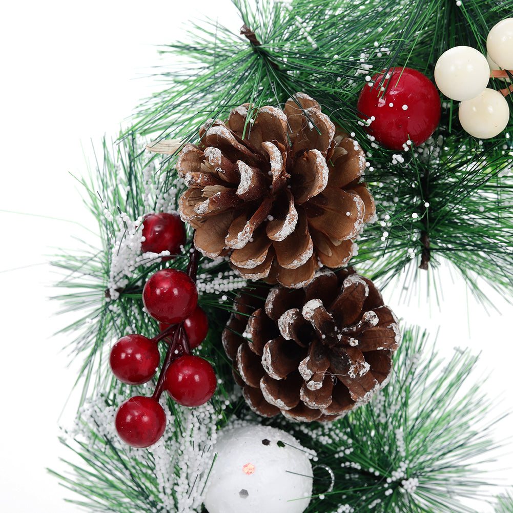Snow Flocked Christmas Wreath Decor with Classic Xmas Ornaments