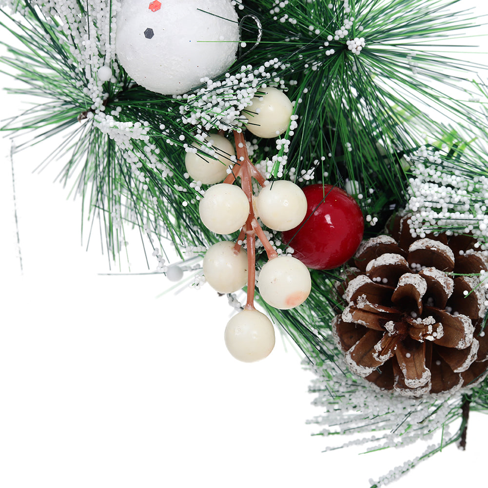 Snow Flocked Christmas Wreath Decor with Classic Xmas Ornaments