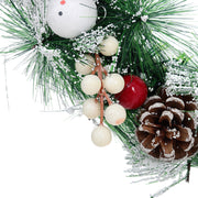 Snow Flocked Christmas Wreath Decor with Classic Xmas Ornaments