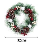 Snow Flocked Christmas Wreath Decor with Classic Xmas Ornaments