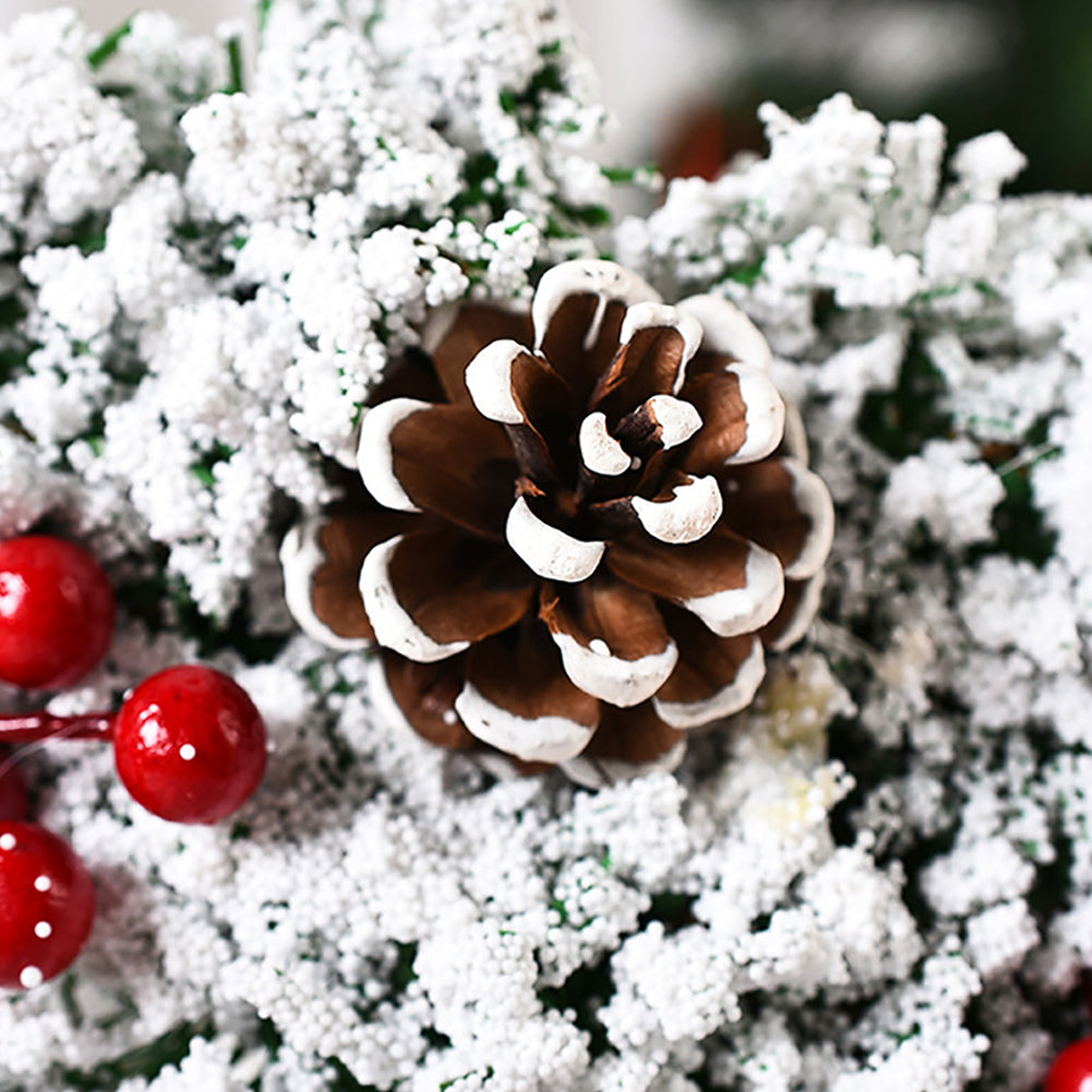 Snow Flocked Christmas Wreath Decor with Classic Xmas Ornaments