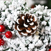 Snow Flocked Christmas Wreath Decor with Classic Xmas Ornaments