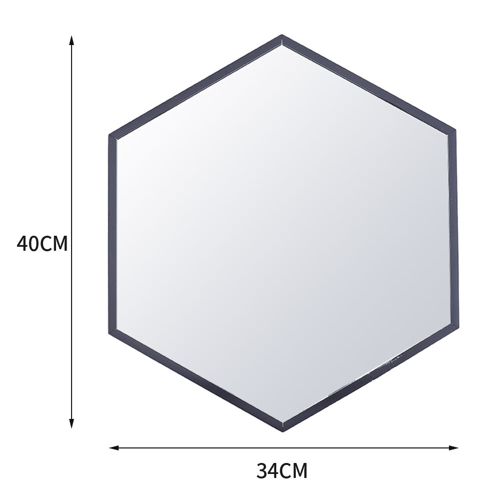 Wall Mounted Modern Hexagon Metal Frame Vanity Mirror for Living Room Bathroom