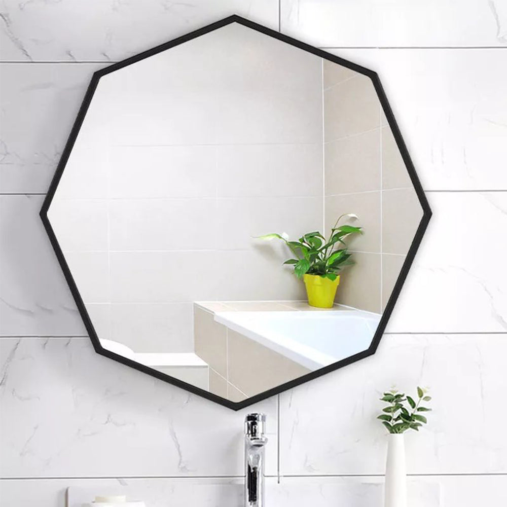 Modern Octagon Wall Mounted Mirror Metal Framed Vanity Mirror for Living Room Bathroom