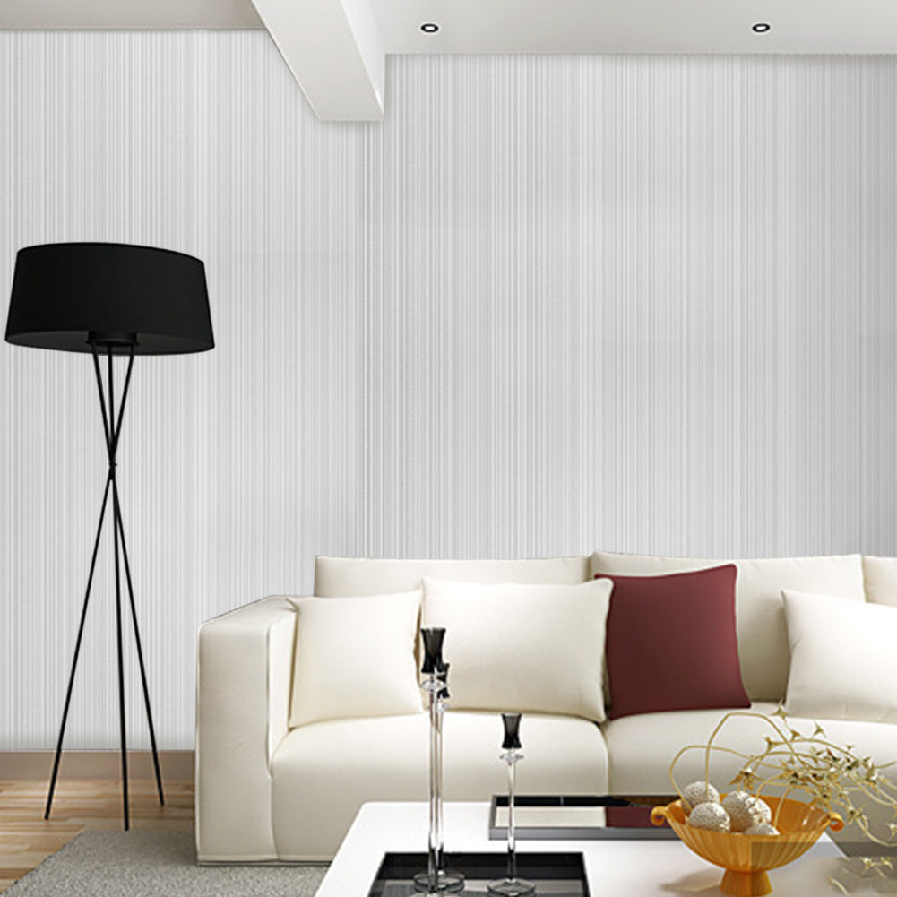 Modern Grey Striped Emboss Non-Woven Wallpaper