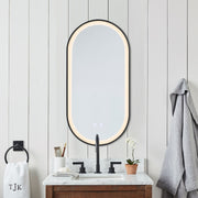Modern Oval LED Wall Mirror Metal Framed