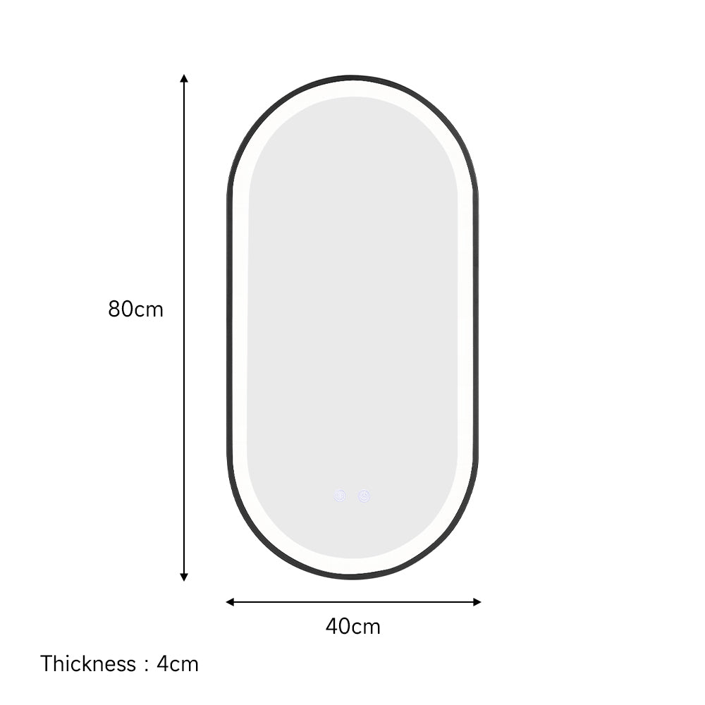 Modern Oval LED Wall Mirror Metal Framed