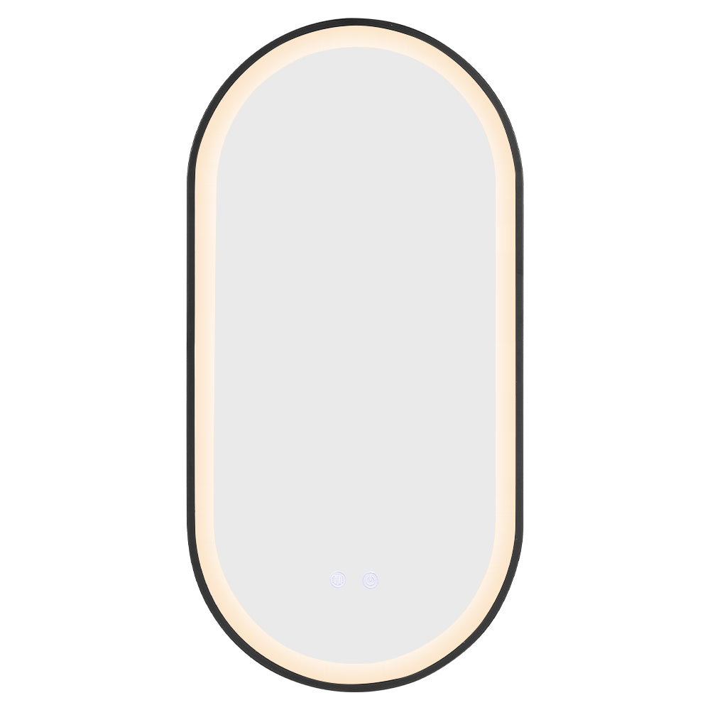 Modern Oval LED Wall Mirror Metal Framed