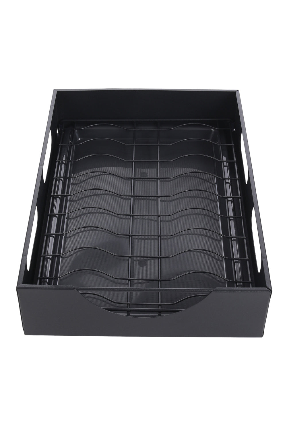 Black Steel Cabinet Pull-Out Bowl Rack