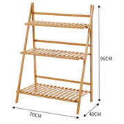 96cm Height 3 Tier Wood Plant Stand Folding Garden Display Racks