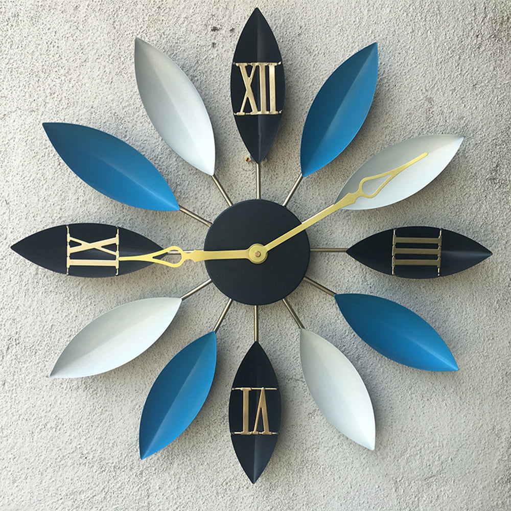Leaf-Shaped Novelty Large Silent Metal Wall Clock