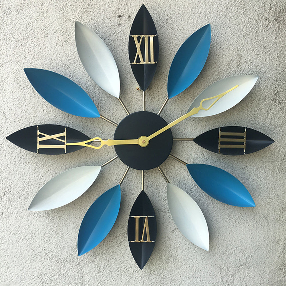 Leaf-Shaped Novelty Large Silent Metal Wall Clock