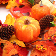 Large Autumn Wreath Door Decor with Assorted Maple Leaves Pumpkins and Berries