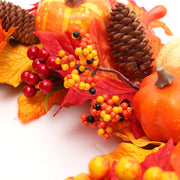 Large Autumn Wreath Door Decor with Assorted Maple Leaves Pumpkins and Berries