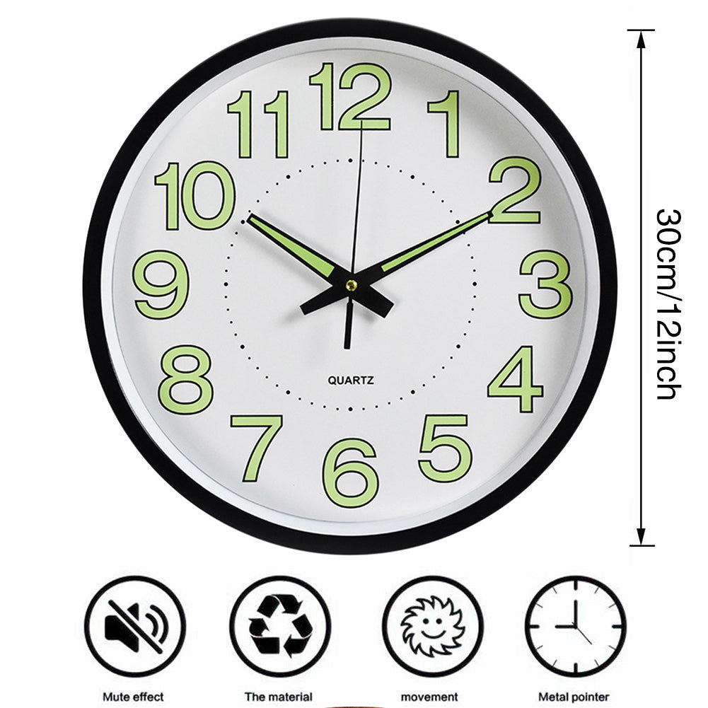 Luminous Quartz Non-Ticking Wall Clock Battery Operated